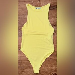 Zara pastel yellow sleeveless bodysuit